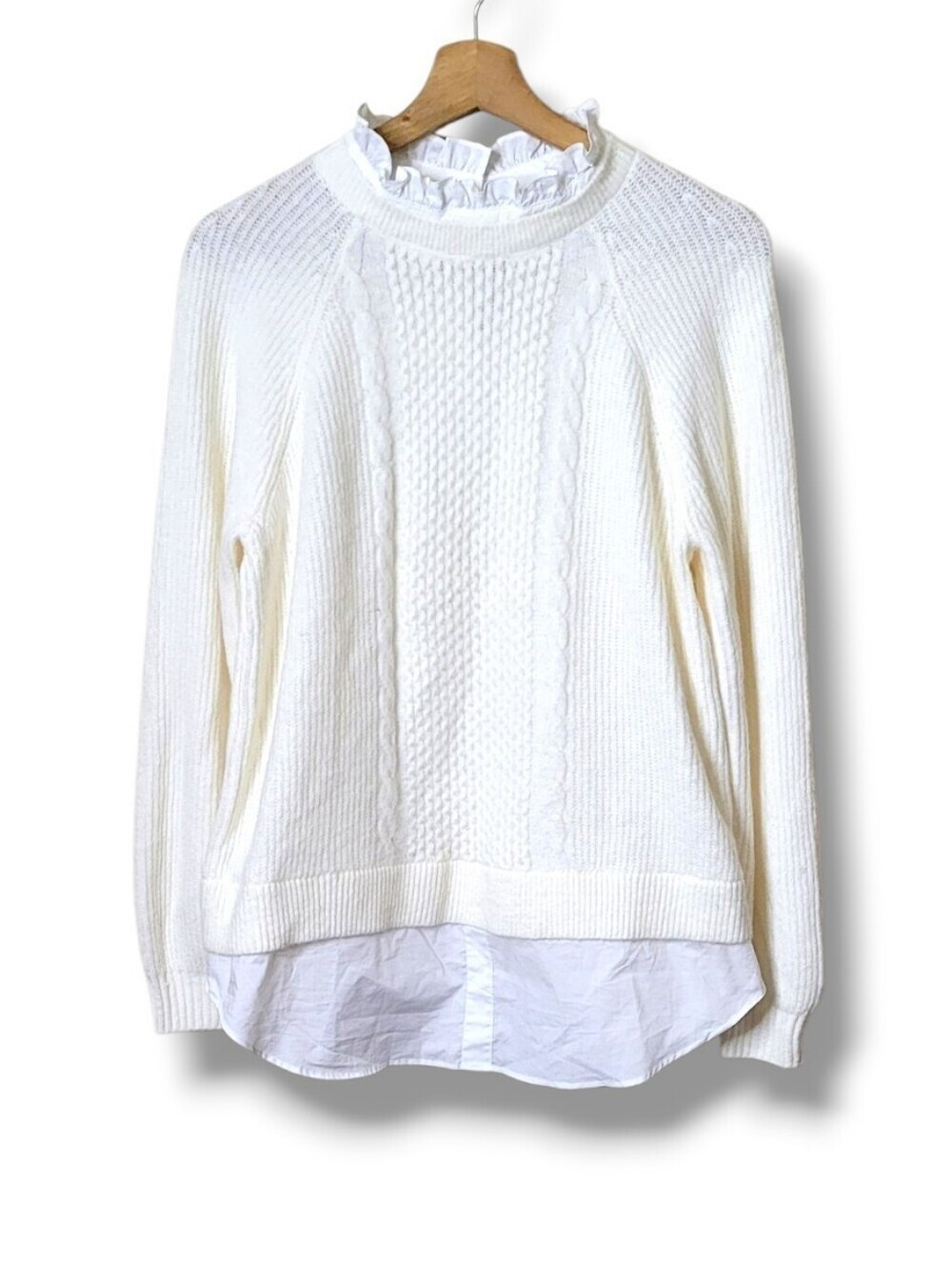 LOFT Cable Knit 2 In 1 Sweater • Winter White NWT Size M